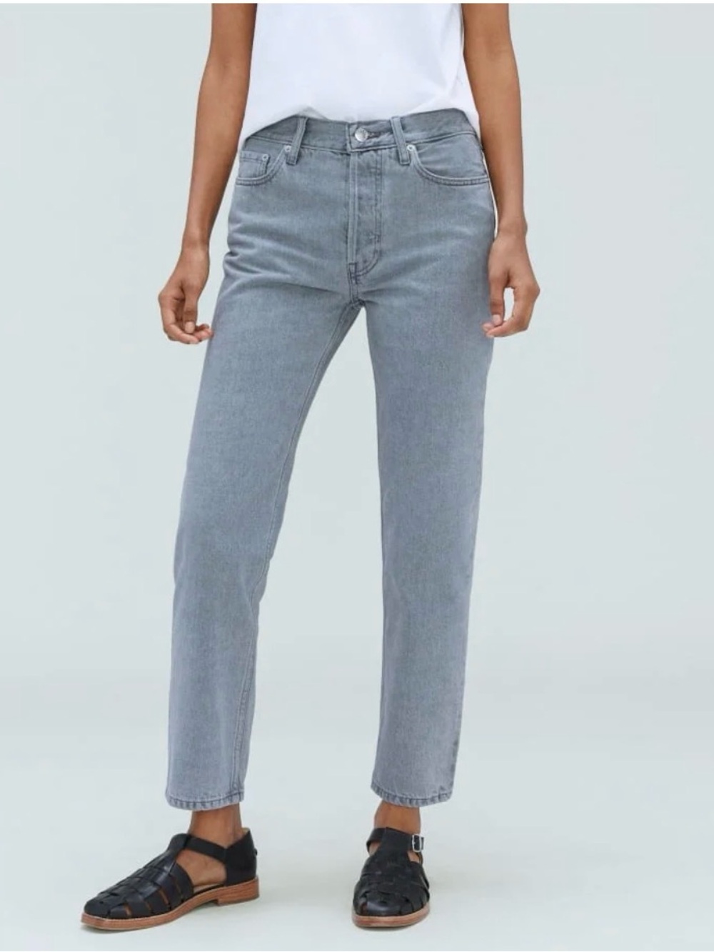 Everlane The Relaxed Straight Mid Rise Gray Organic Cotton Jeans Sz 28